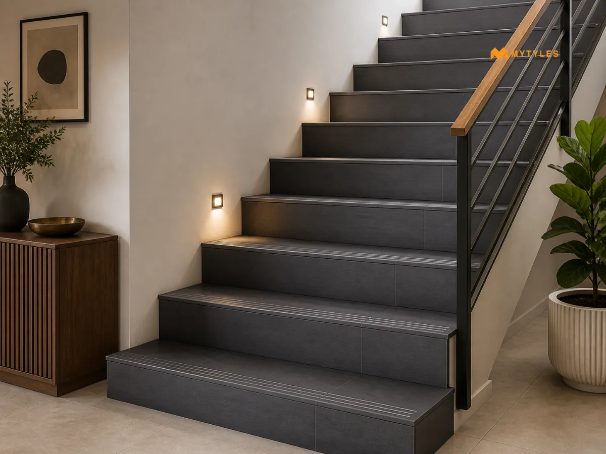 Full Body Vitrified Black Step Tile